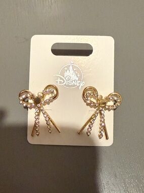 2025 Disney Parks Mickey Mouse Ear & Bow Shaped Gold Toned Earrings